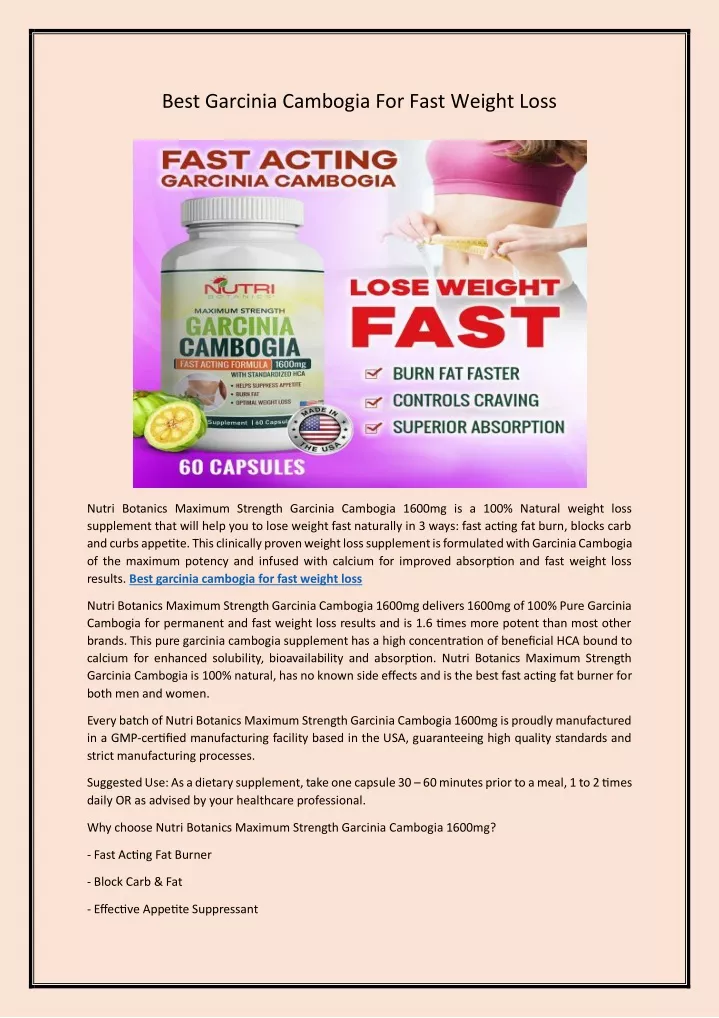 best garcinia cambogia for fast weight loss