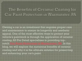 The Benefits of Ceramic Coating for Car Paint