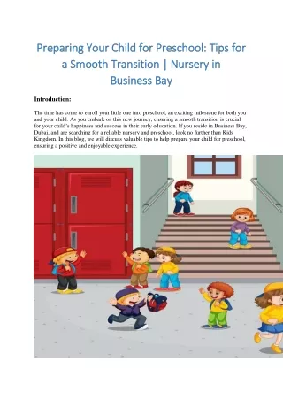 Smooth Transition Tips for Preschool: Nursery in Business Bay