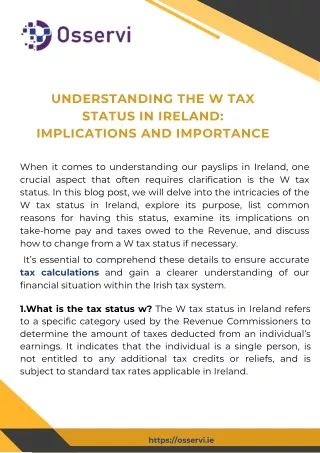 Understanding the W Tax Status in Ireland Implications and Importance