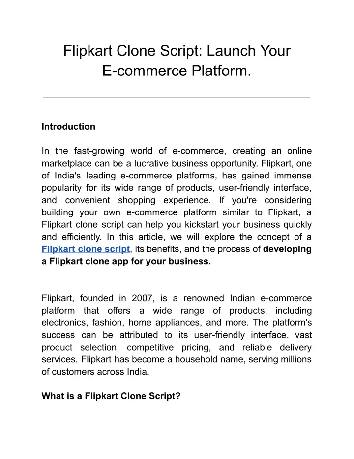 flipkart clone script launch your e commerce