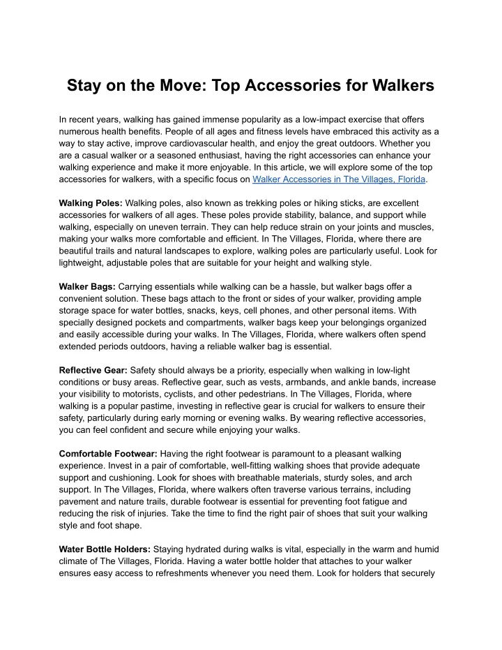 stay on the move top accessories for walkers