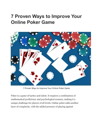 7 Proven Ways to Improve Your Online Poker Game (2)