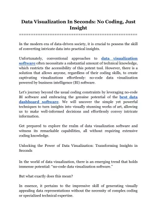 data visualization in seconds no coding just