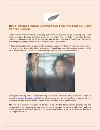 how a business financial consultant can transform