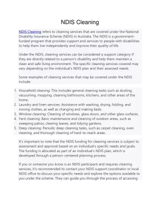 NDIS Cleaning