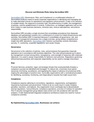 discover and eliminate risks using servicenow grc