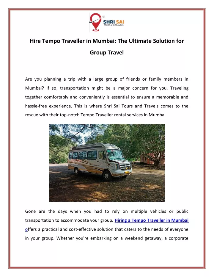hire tempo traveller in mumbai the ultimate