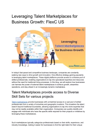 Leveraging Talent Marketplaces for Business Growth - FlexC US