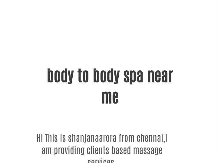 body to body spa near me