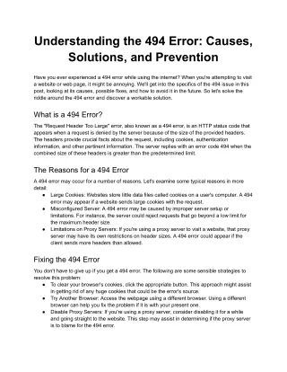 Understanding the 494 Error_ Causes, Solutions, and Prevention
