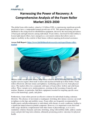 Harnessing the Power of Recovery A Comprehensive Analysis of the Foam Roller Market 2023-2030