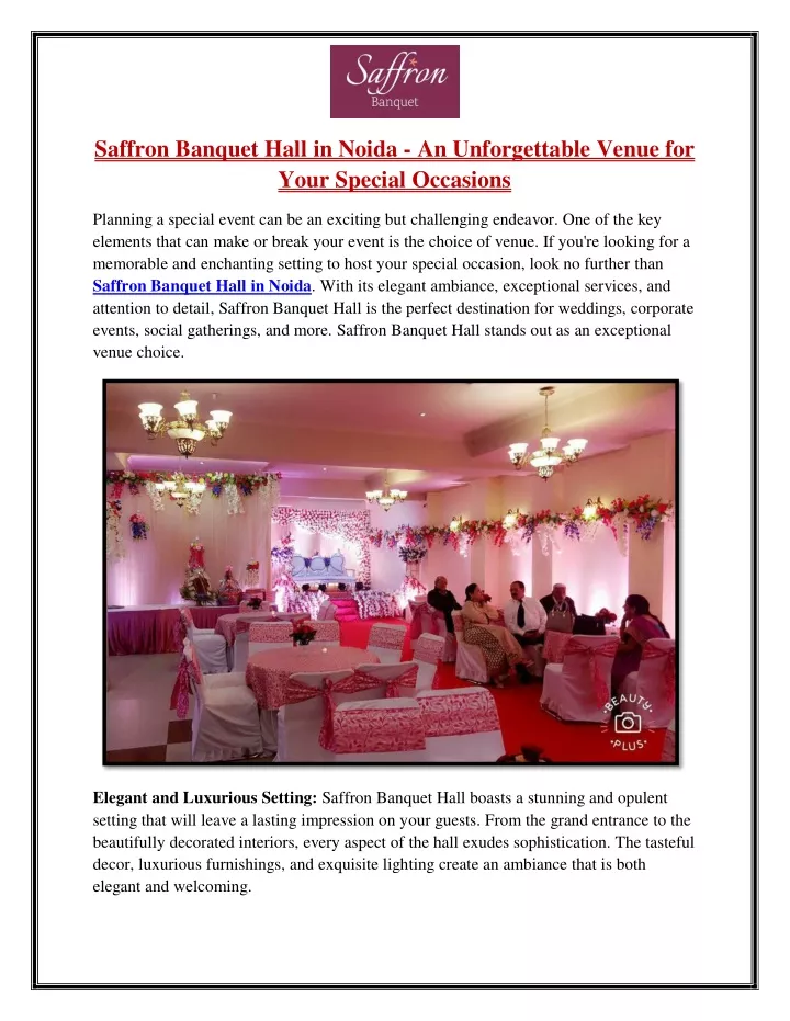 saffron banquet hall in noida an unforgettable