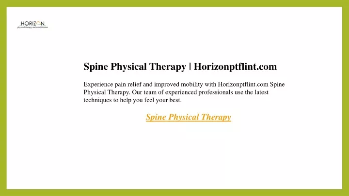 spine physical therapy horizonptflint