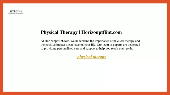 physical therapy horizonptflint