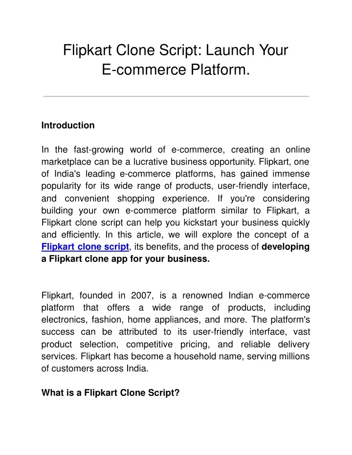 flipkart clone script launch your e commerce