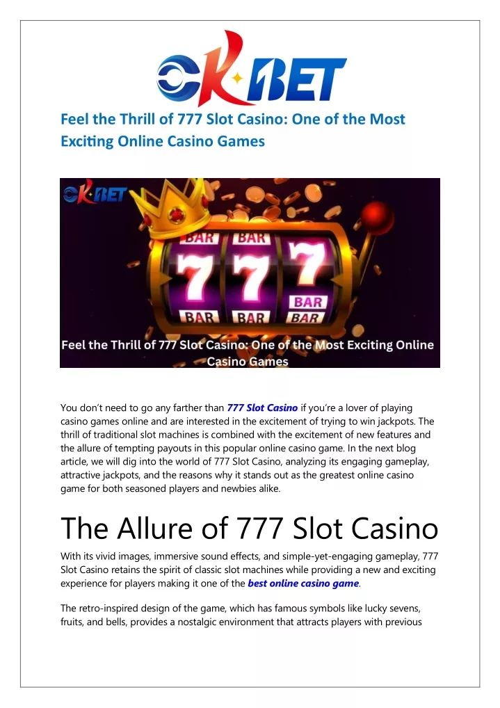 feel the thrill of 777 slot casino