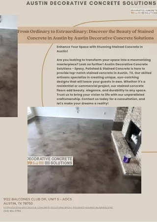 From Ordinary to Extraordinary: Discover the Beauty of Stained Concrete in Austi