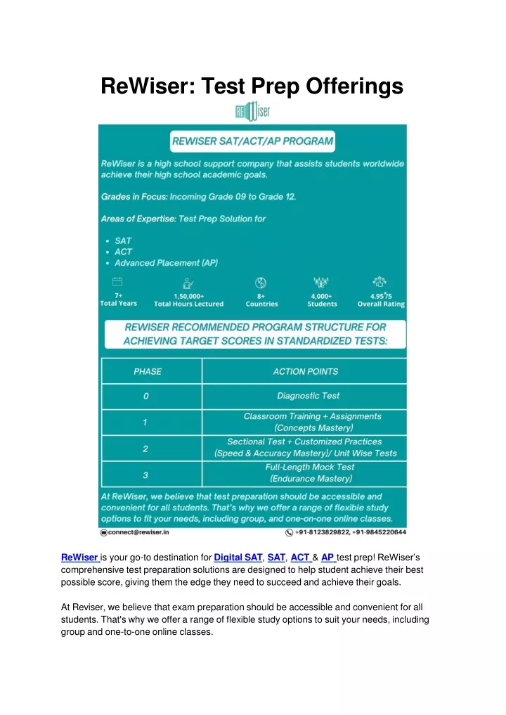 rewiser test prep offerings