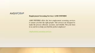 Employment Screening Services  AMS INFORM