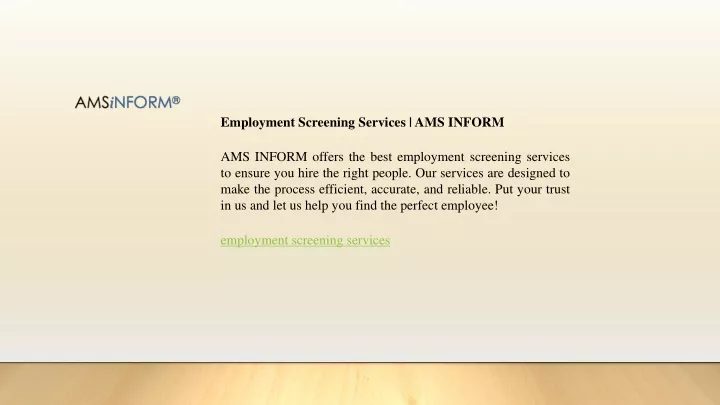 employment screening services ams inform