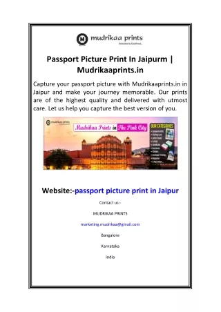 Passport Picture Print In Jaipurm  Mudrikaaprints.in