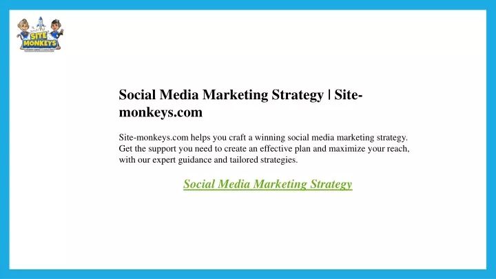 social media marketing strategy site monkeys