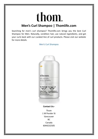 Men’s Curl Shampoo | Thomlife.com