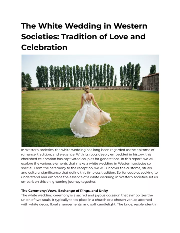 the white wedding in western societies tradition