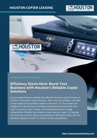 Efficiency Starts Here: Boost Your Business with Houston's Reliable Copier Solut