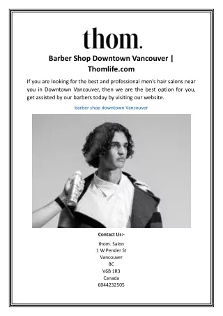 Barber Shop Downtown Vancouver | Thomlife.com