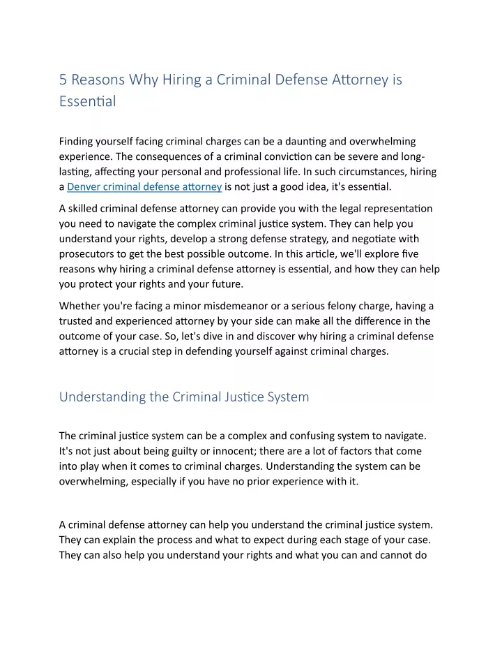 5 reasons why hiring a criminal defense attorney