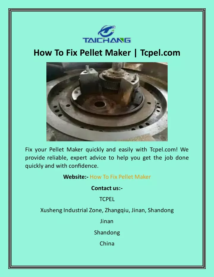 how to fix pellet maker tcpel com