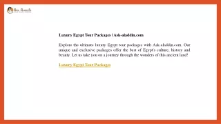 Luxury Egypt Tour Packages  Ask-aladdin.com