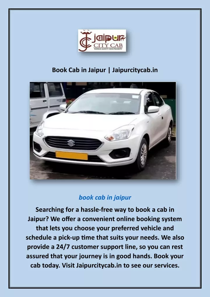 book cab in jaipur jaipurcitycab in