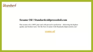 Sesame Oil  Standardcoldpressedoil.com