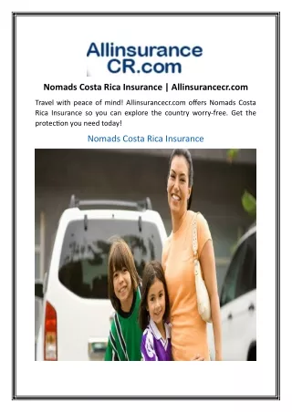 Nomads Costa Rica Insurance | Allinsurancecr.com
