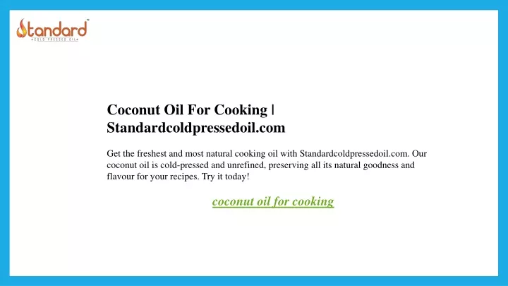 coconut oil for cooking standardcoldpressedoil