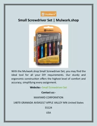 Small Screwdriver Set  Mulwark.shop