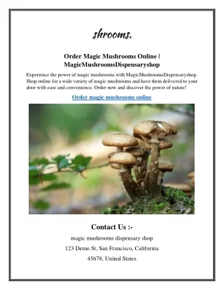 Order Magic Mushrooms Online MagicMushroomsDispensaryshop