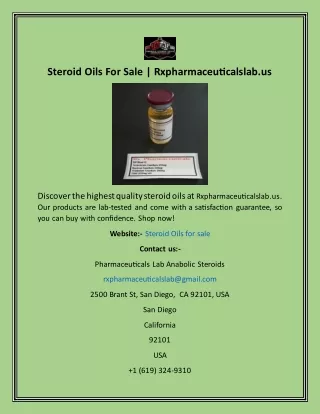 Steroid Oils For Sale  Rxpharmaceuticalslab.us