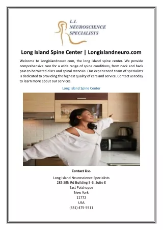 Long Island Spine Center | Longislandneuro.com