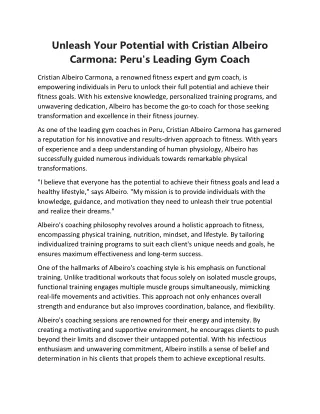 Unleash Your Full Potential with Cristian Albeiro Carmona: Peru's Leading Gym