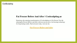 Fat Freezer Before And After  Coolsculpting.ae