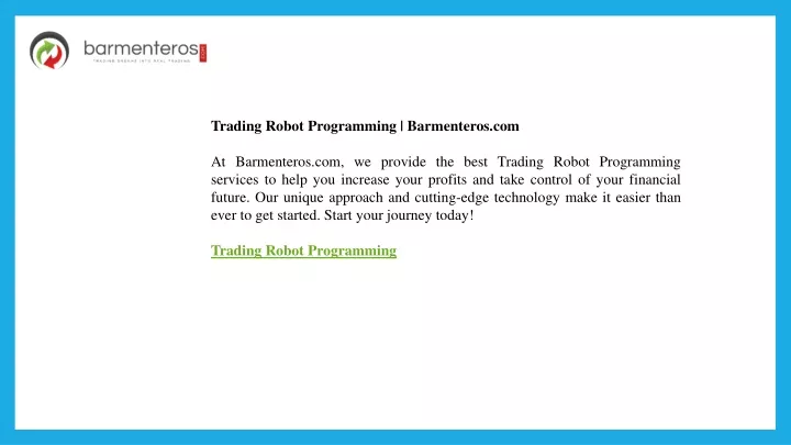 trading robot programming barmenteros