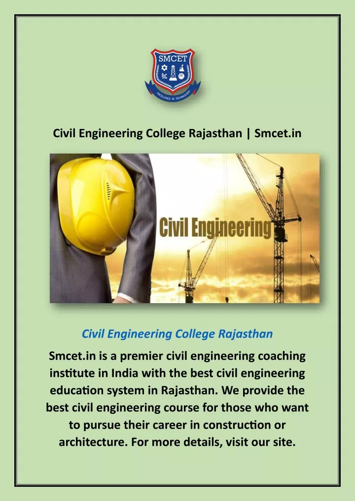 civil engineering college rajasthan smcet in