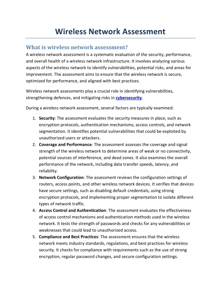 wireless network assessment