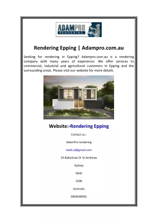 rendering epping adampro com au