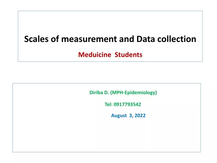 scales of measurement and data collection meduicine students