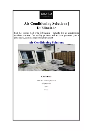 Air Conditioning Solutions  Dublinair.ie